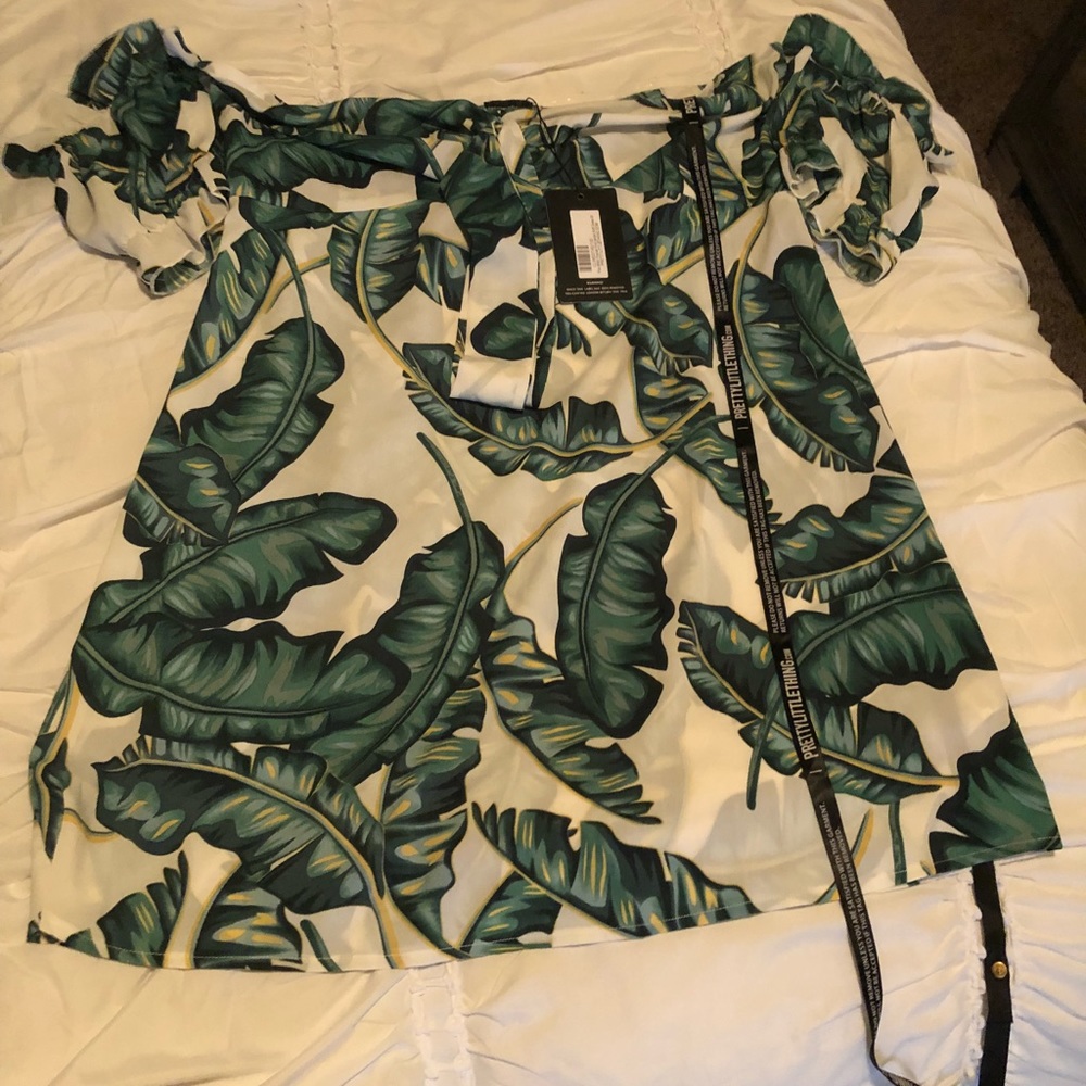 White tropical print Bardo shift dress